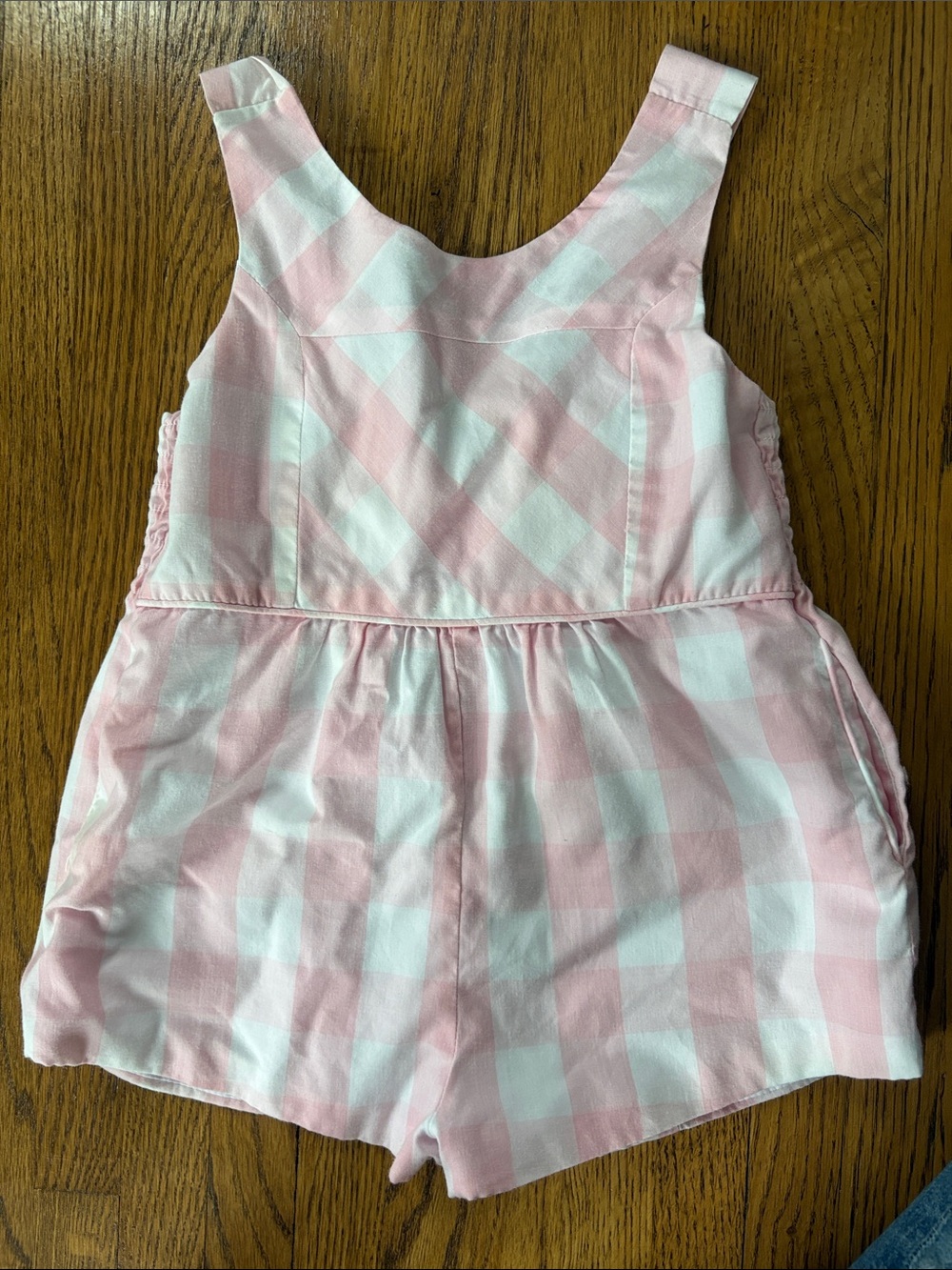 TBBC Pink and White Gingham Romper 3T